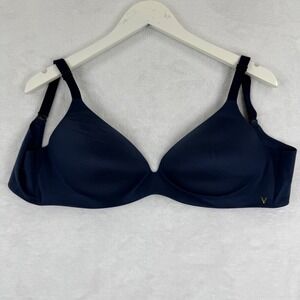 Victorias Secret Lined Semi Demi Bra Navy Blue Wireless 36D 820973-QG2